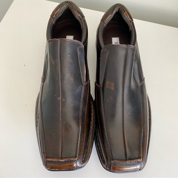Steve Madden Dark Brown Distressed Leather Loafers main image 6